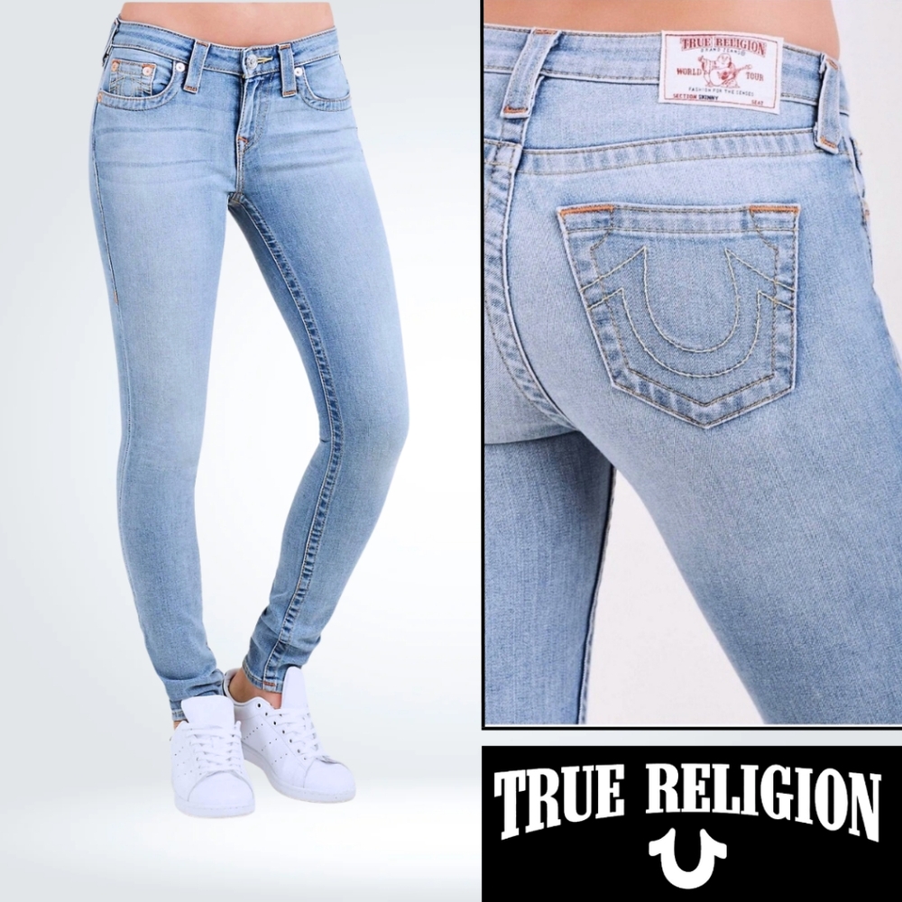 True Religion Women's Curvy Skinny Fit Stretch Jeans in Chill Indigo Size 25